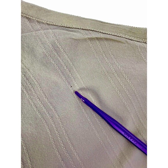 VTG Field Gear Skirt Embroidered Sequin Flowers Textured Cotton Khaki 16 READ - Picture 12 of 12